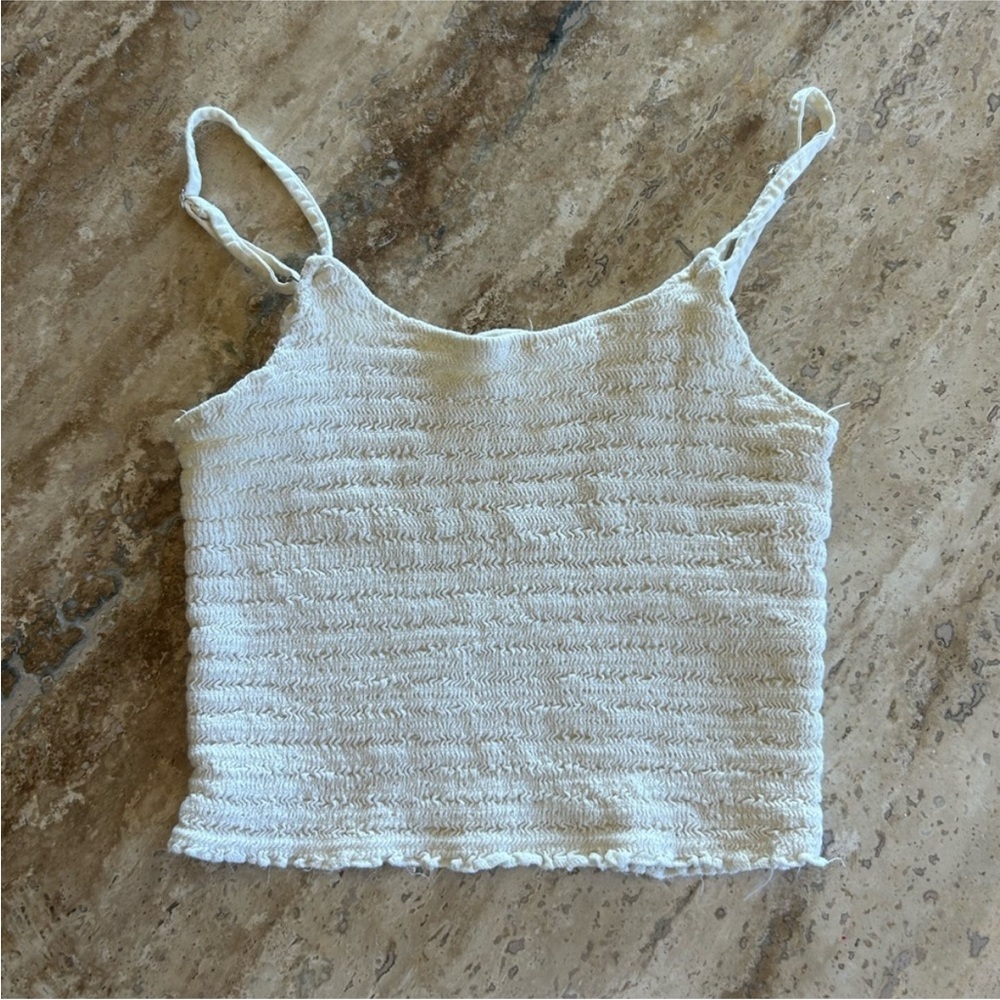 Brandy Melville John Gala Cream Stretchy Spaghetti Strap Tank Top